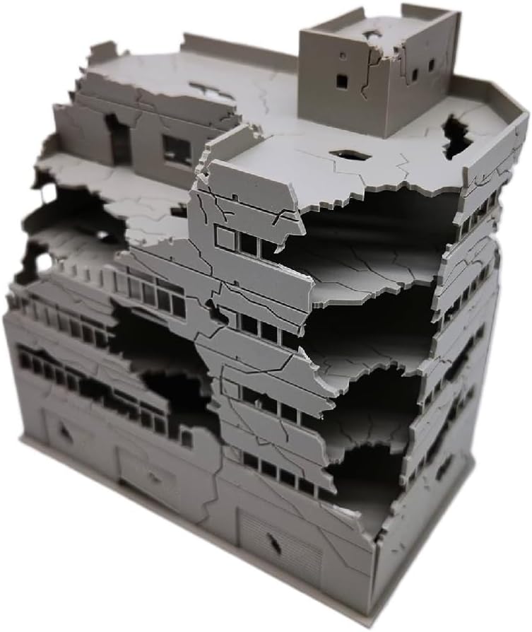 1:144 N Scale Damaged Building Model (5.2 inch Wide)