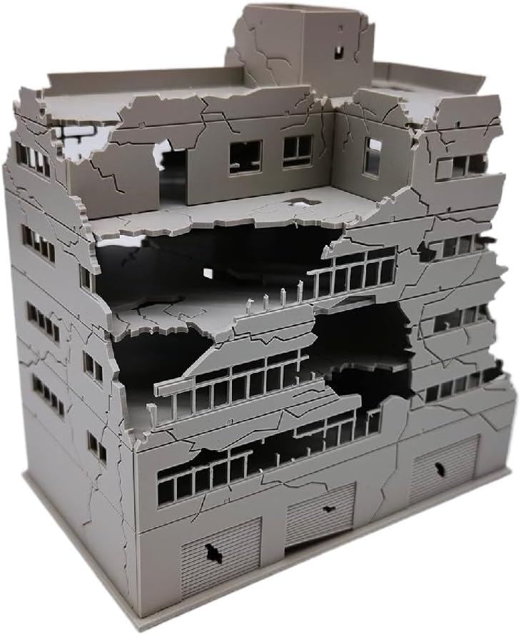 1:144 N Scale Damaged Building Model (5.2 inch Wide)