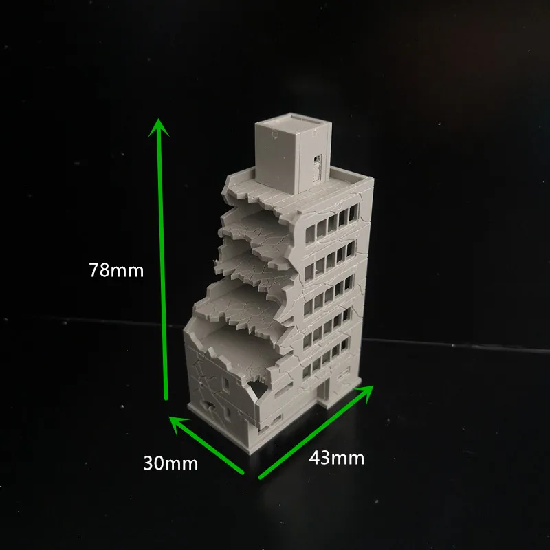 Simulation 1:300 Battle Damaged City High-rise Building Assembly Model Diy Military Sand Table Scene Layout Diorama Kit 1Pcs