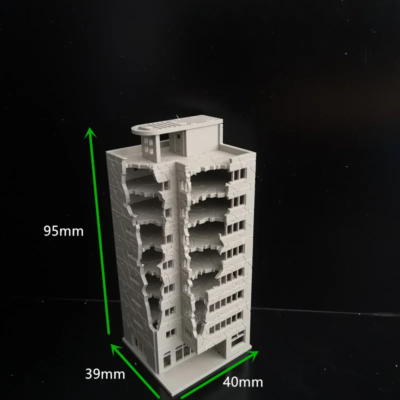 Simulation 1:300 Battle Damaged City High-rise Building Assembly Model Diy Military Sand Table Scene Layout Diorama Kit 1Pcs