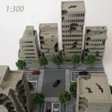 Simulation 1:300 Battle Damaged City High-rise Building Assembly Model Diy Military Sand Table Scene Layout Diorama Kit 1Pcs