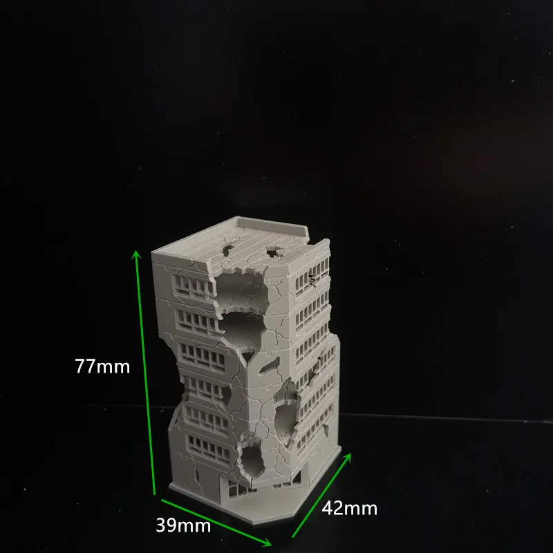 Simulation 1:300 Battle Damaged City High-rise Building Assembly Model Diy Military Sand Table Scene Layout Diorama Kit 1Pcs