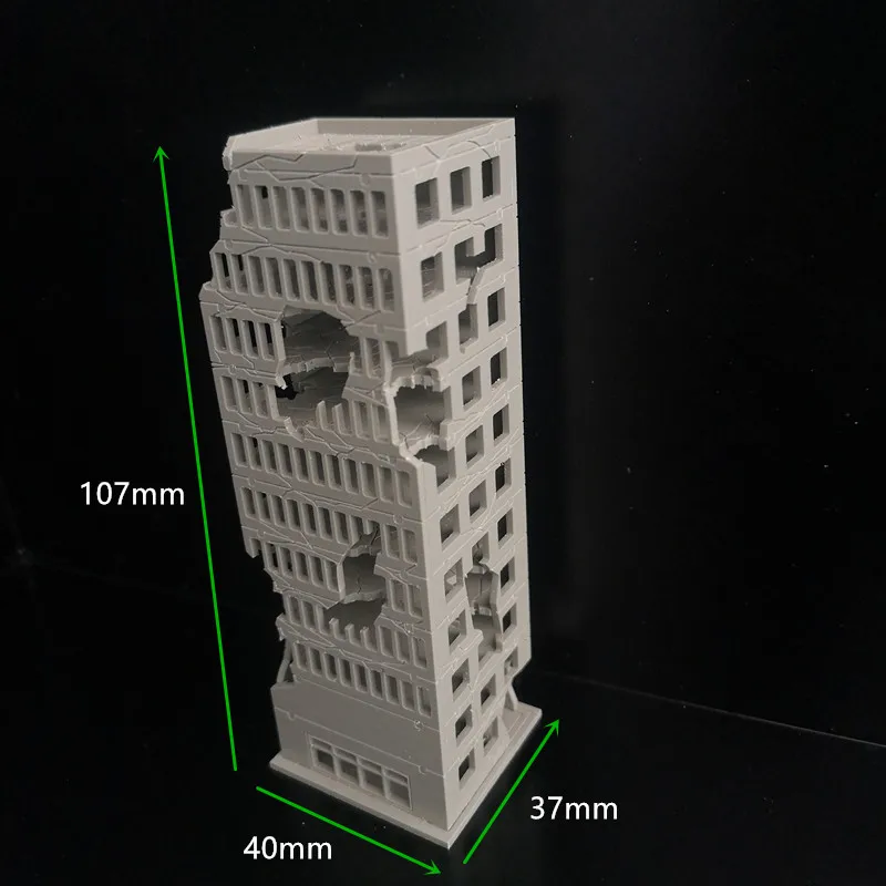 Simulation 1:300 Battle Damaged City High-rise Building Assembly Model Diy Military Sand Table Scene Layout Diorama Kit 1Pcs